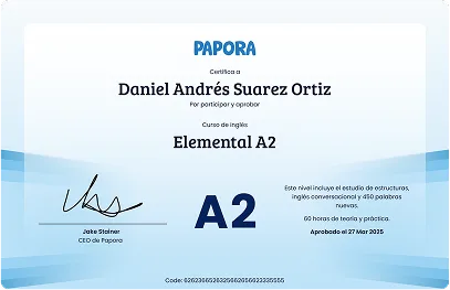 Certificado Papora